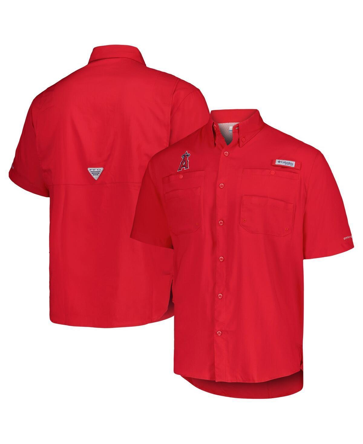 Men's Columbia Red Los Angeles Angels Tamiami Omni-Shade Button-Down Shirt, Size: Small Product Image