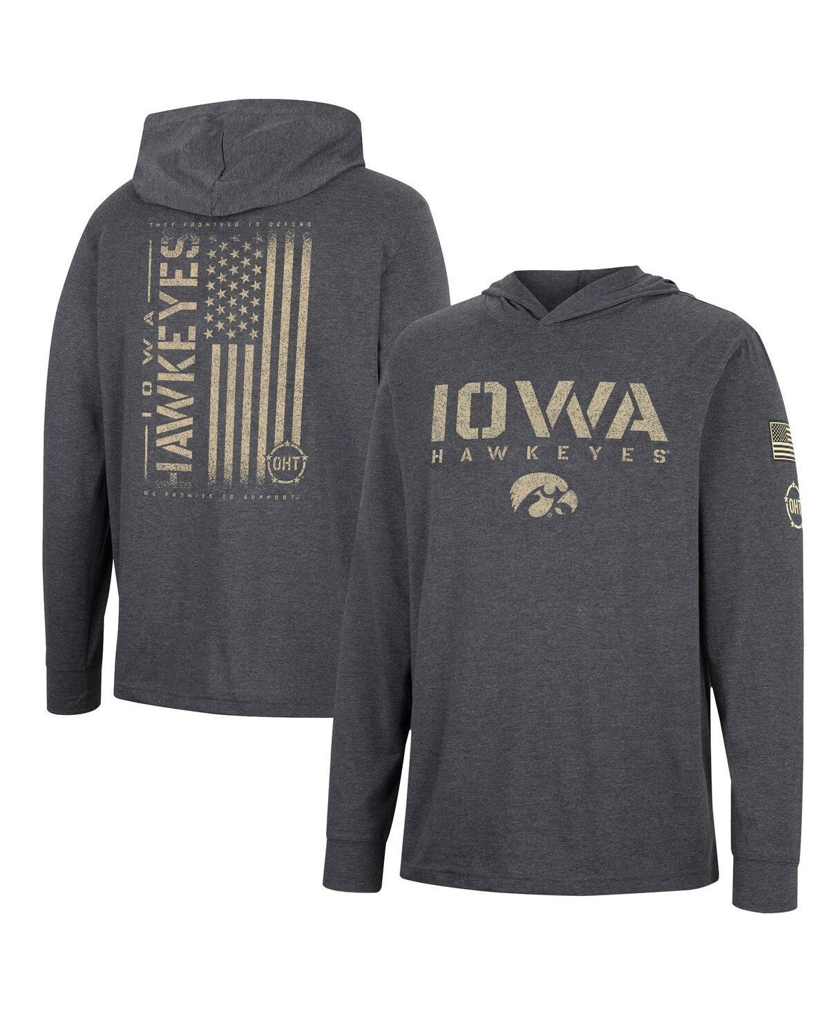 Men's Colosseum Charcoal Iowa Hawkeyes Team OHT Military Appreciation Hoodie Long Sleeve T-Shirt, Size: XL, Black Product Image