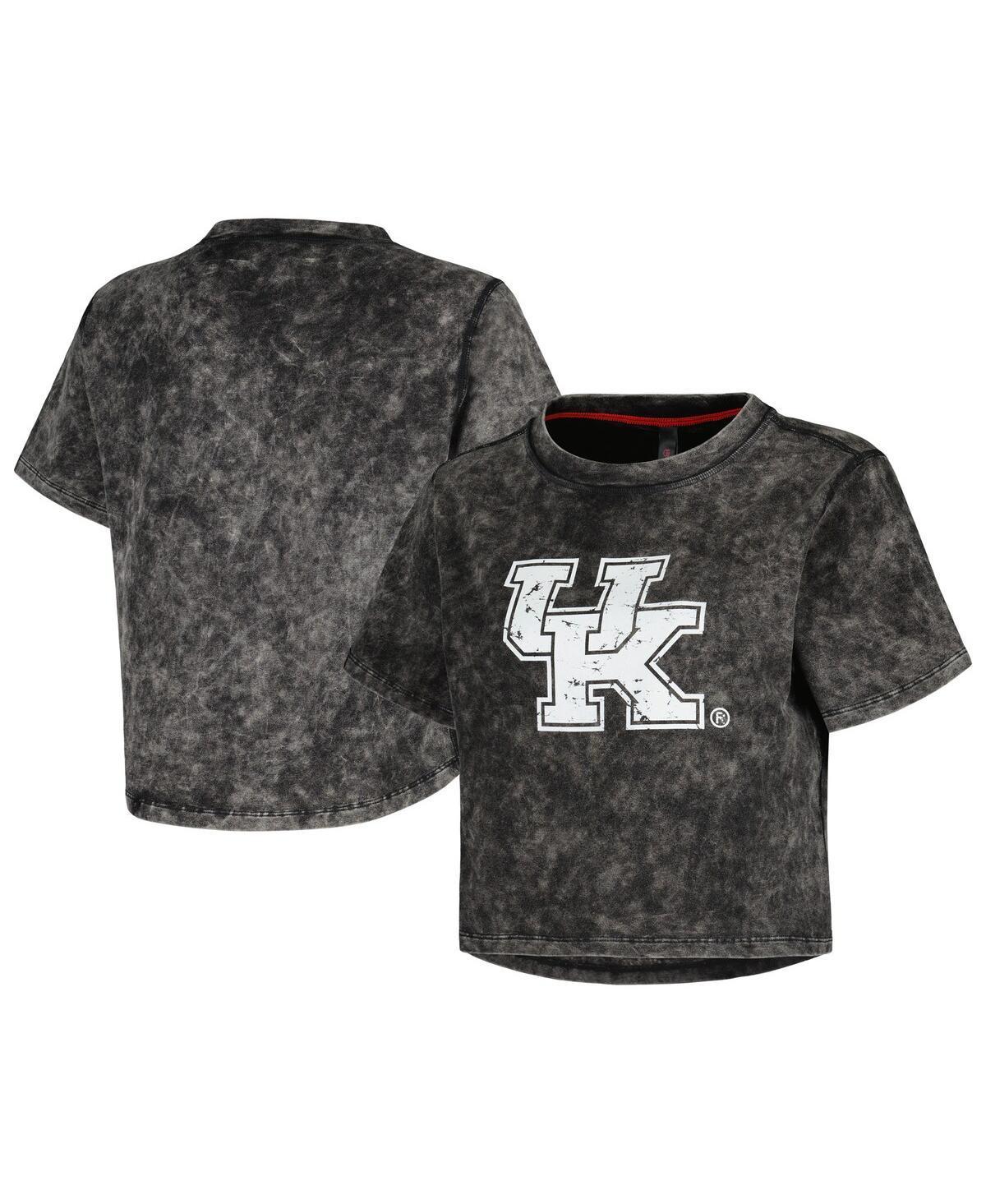 Women's Black Kentucky Wildcats Vintage Wash Milky Silk Cropped T-Shirt, Size: XL Product Image