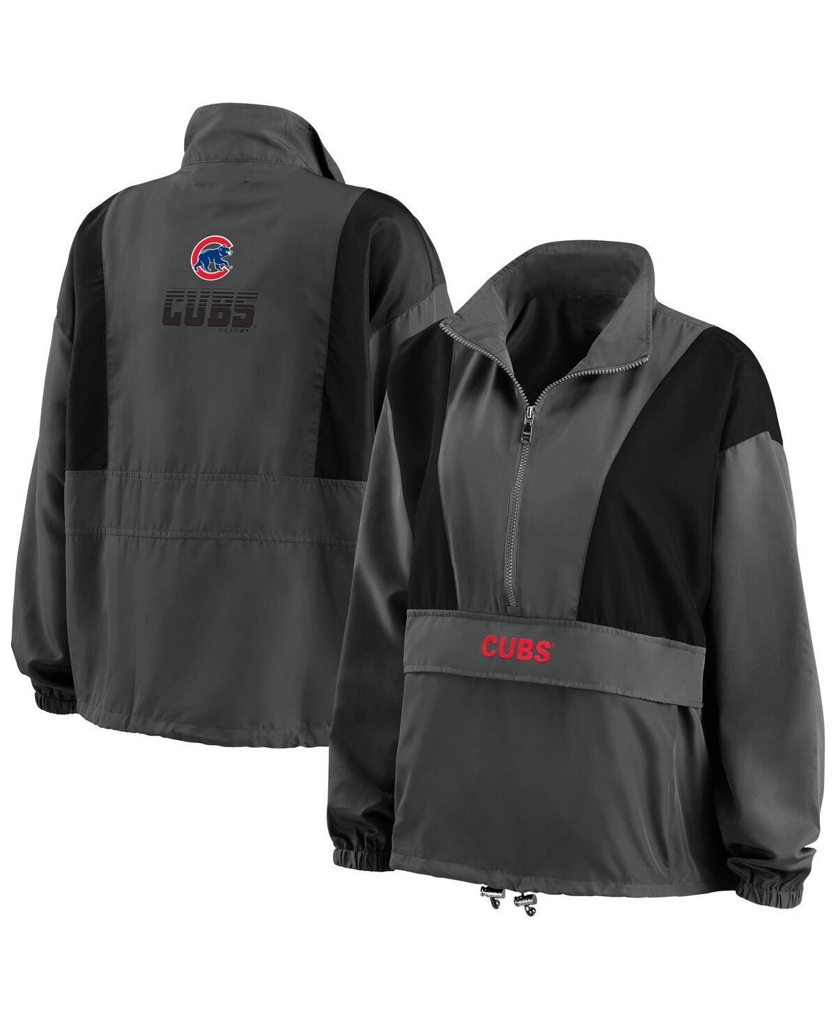 Womens WEAR by Erin Andrews Charcoal Chicago Cubs Packable Half-Zip Jacket Product Image