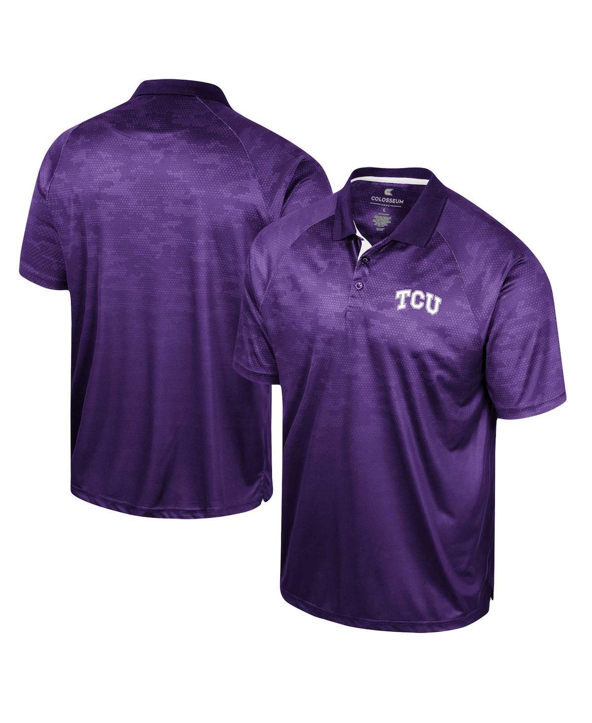 Men's Colosseum Purple TCU Horned Frogs Honeycomb Raglan Polo, Size: XL Product Image