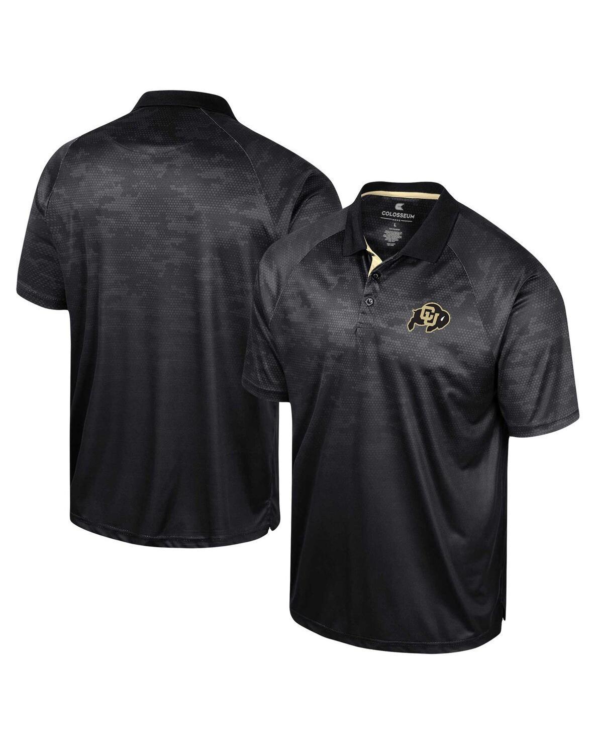 Men's Colosseum Black Colorado Buffaloes Honeycomb Raglan Polo, Size: 2XL Product Image