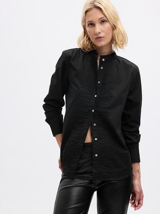 Organic Cotton Jewel Pintuck Shirt Product Image