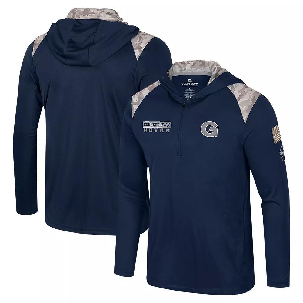 Men's Colosseum Navy Georgetown Hoyas OHT Military Appreciation Quarter-Zip Hoodie Jacket, Size: XL, Grg Blue Product Image
