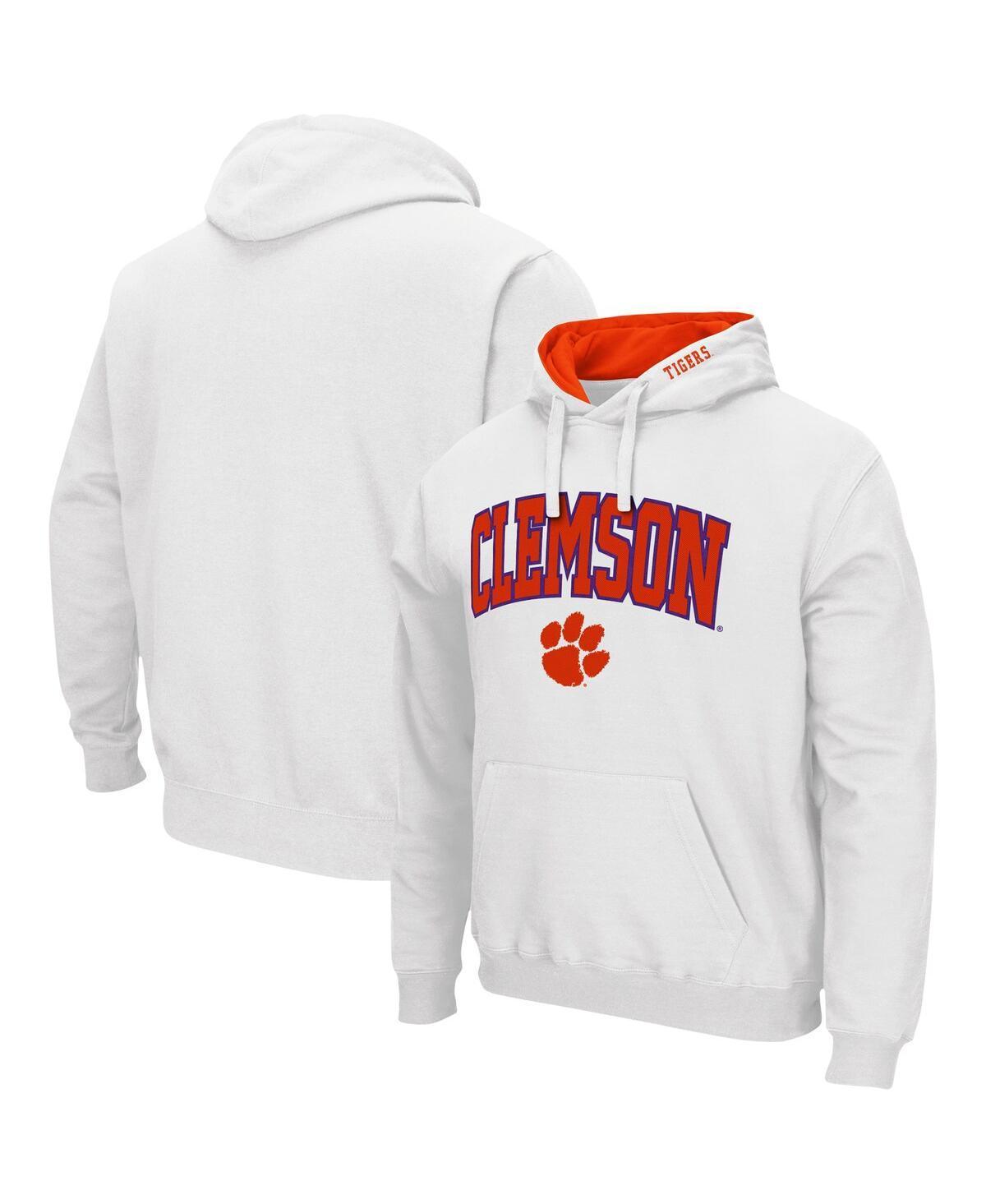Men's Colosseum White Clemson Tigers Arch & Logo 3.0 Pullover Hoodie, Size: XL Product Image