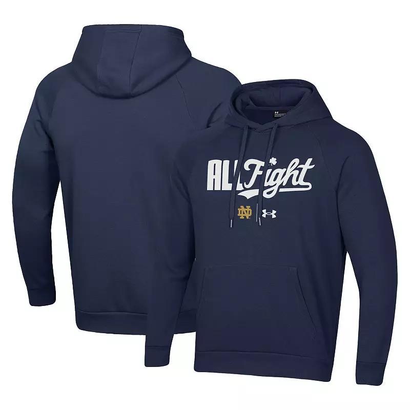Men's Under Armour Navy Notre Dame Fighting Irish All Fight Raglan Pullover Hoodie, Size: 2XL, Blue Product Image