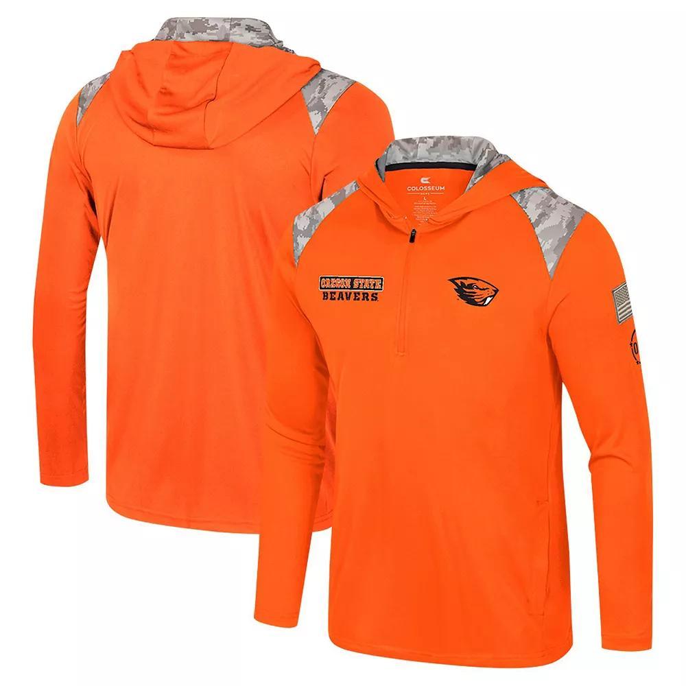 Men's Colosseum Orange Oregon State Beavers OHT Military Appreciation Quarter-Zip Hoodie Jacket, Size: Medium Product Image
