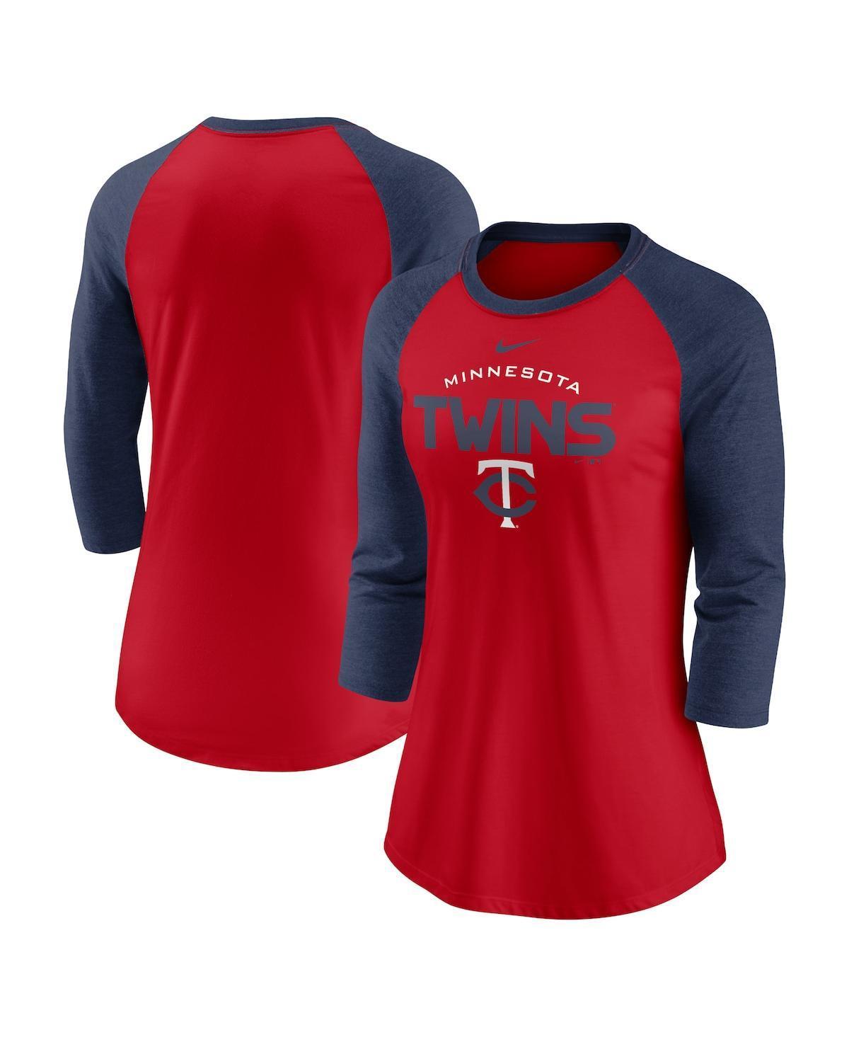 Women's Nike Red/Navy Washington Nationals Modern Baseball Arch Tri-Blend Raglan 3/4-Sleeve T-Shirt, Size: XS Product Image