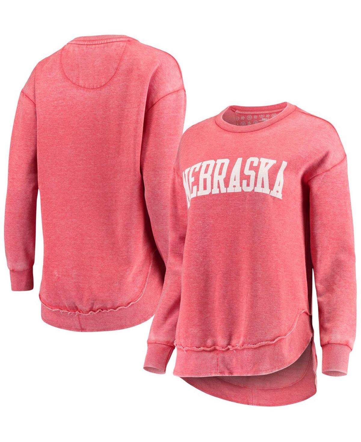 Women's Pressbox Scarlet Nebraska Huskers Vintage Wash Pullover Sweatshirt, Size: Small, Red Product Image