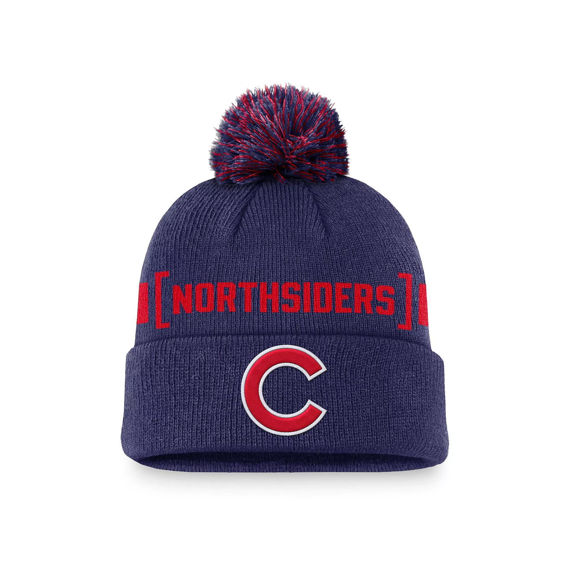 Men's Nike Royal Chicago Cubs Hometown Peak Cuffed Knit Hat with Pom, Blue Product Image