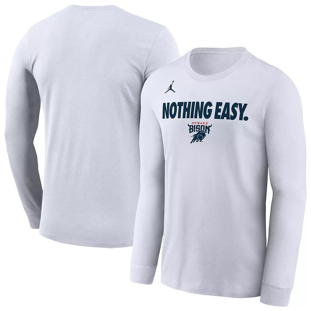Men's Nike White Howard Bison 2025 On-Court Bench Long Sleeve T-Shirt, Size: Medium, Nc2 White Product Image