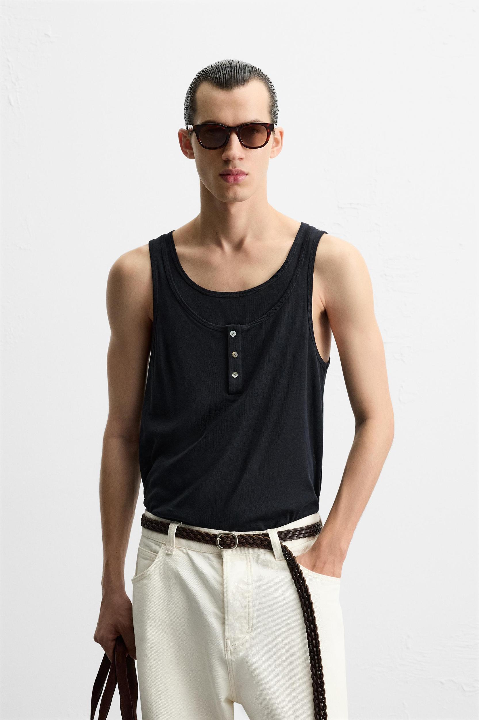 DOUBLE NECK BUTTON TANK TOP Product Image