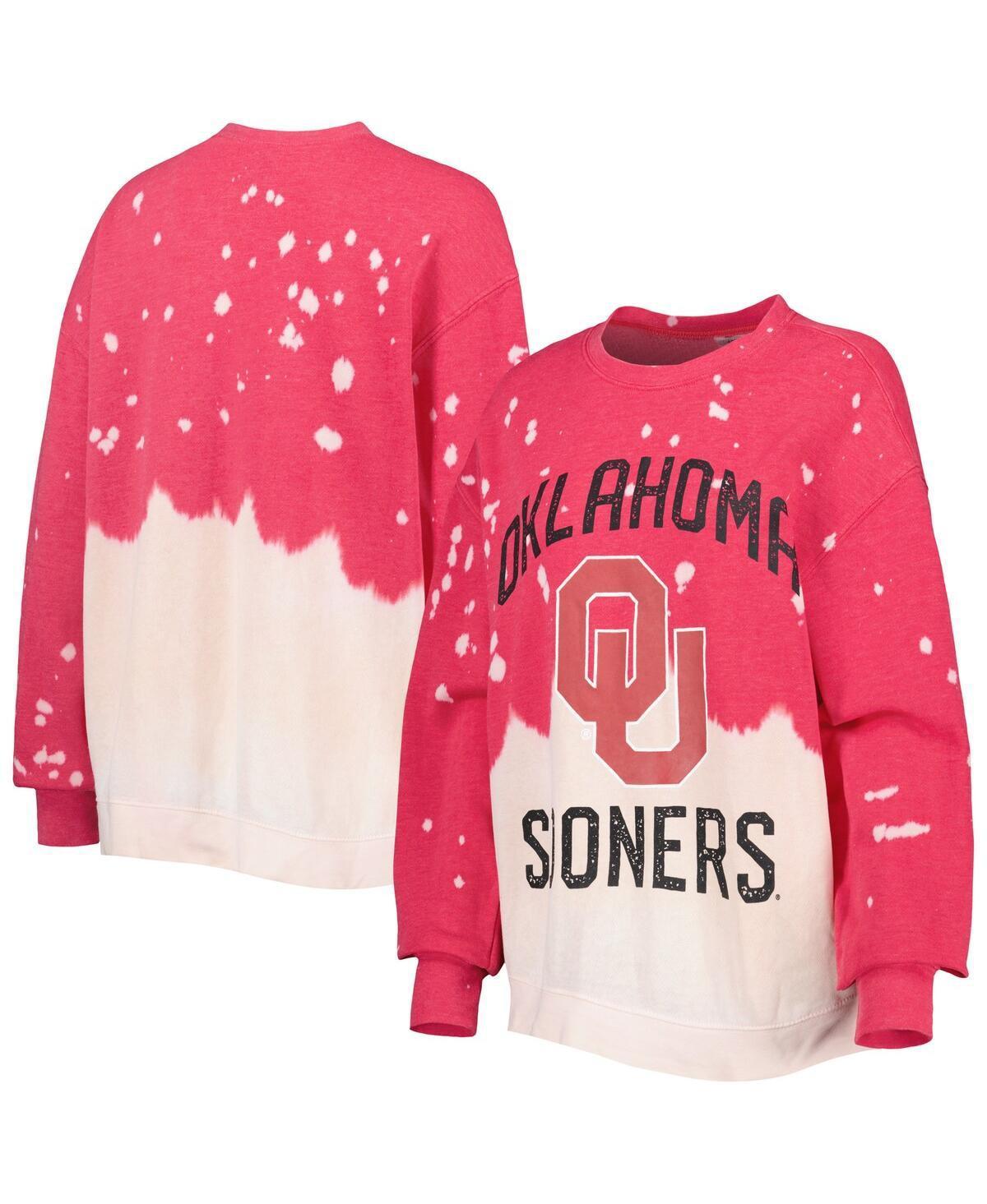 Women's Gameday Couture Crimson Oklahoma Sooners Twice As Nice Faded Dip-Dye Pullover Long Sleeve Top, Size: Large, Red Product Image