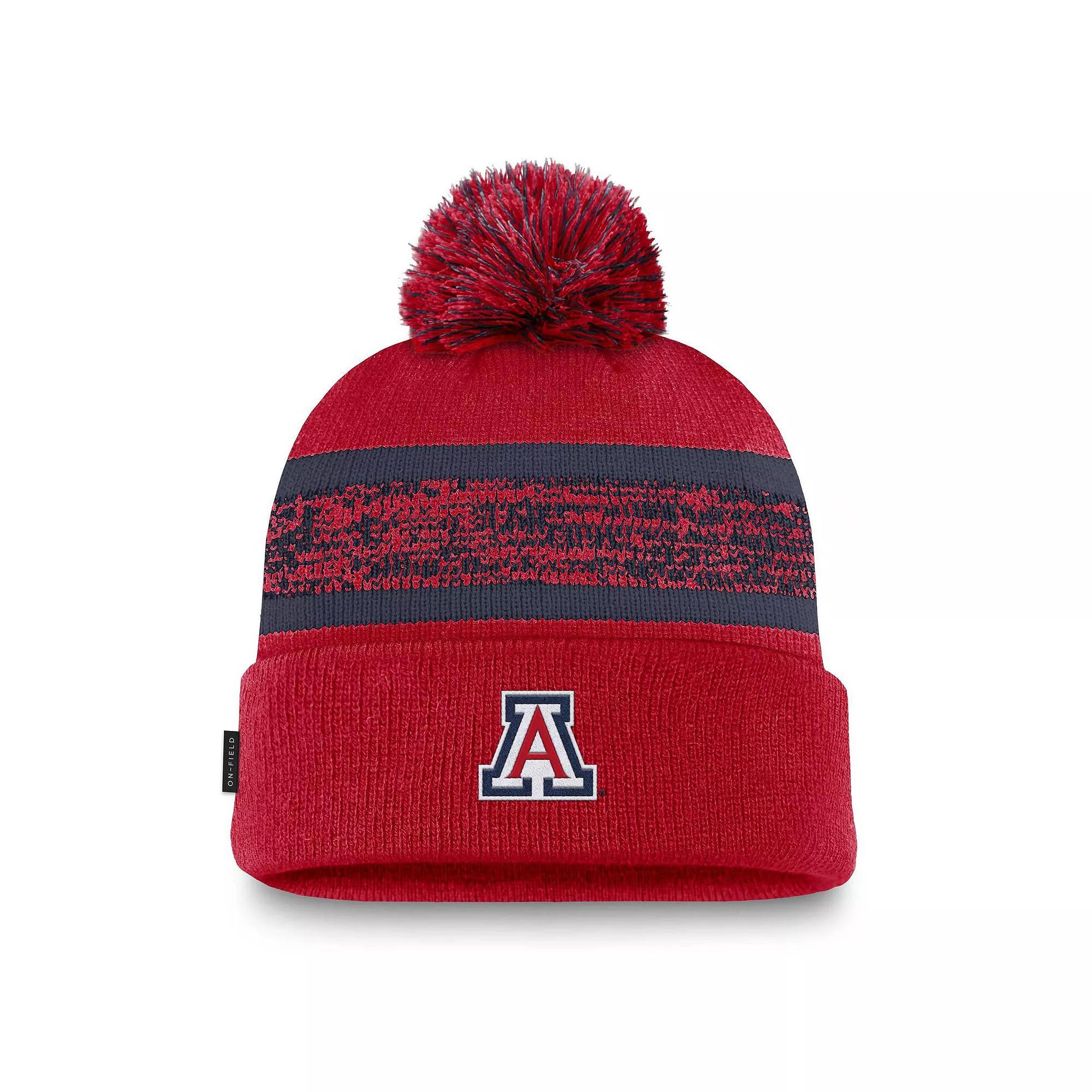 Men's Nike  Red Arizona Wildcats On-Field Peak Cuffed Knit Hat with Pom Product Image