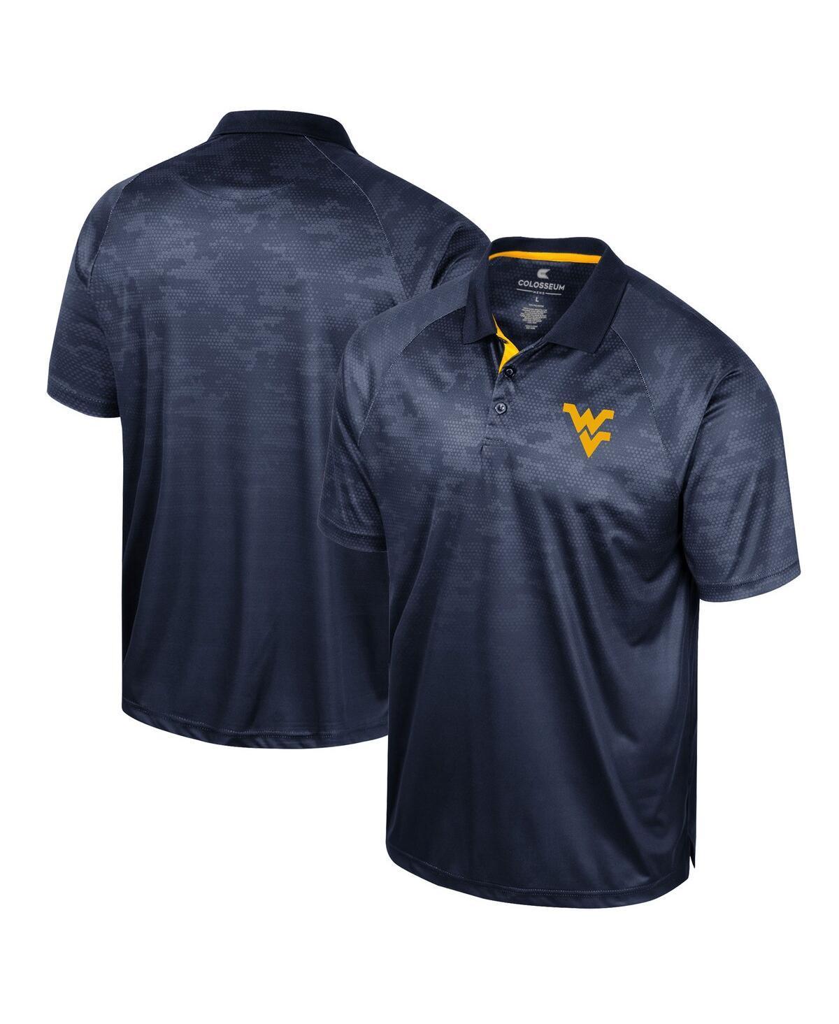 Men's Colosseum Navy West Virginia Mountaineers Honeycomb Raglan Polo, Size: Large, Blue Product Image