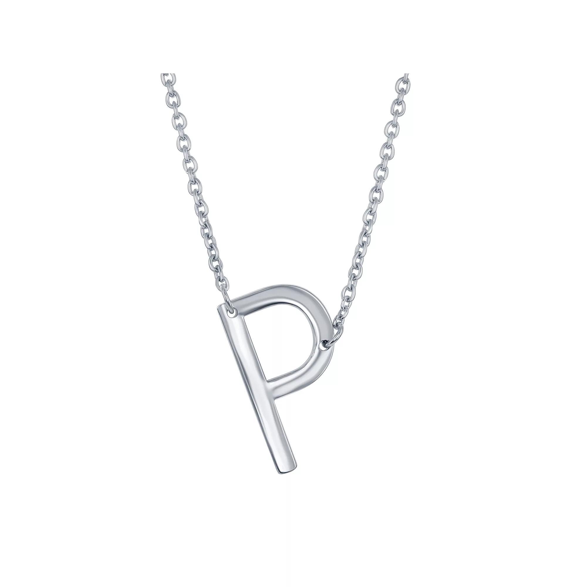 Sterling Silver Sideways Initial Necklace, Women's, Size: 16-18" ADJ, Sterling P Product Image