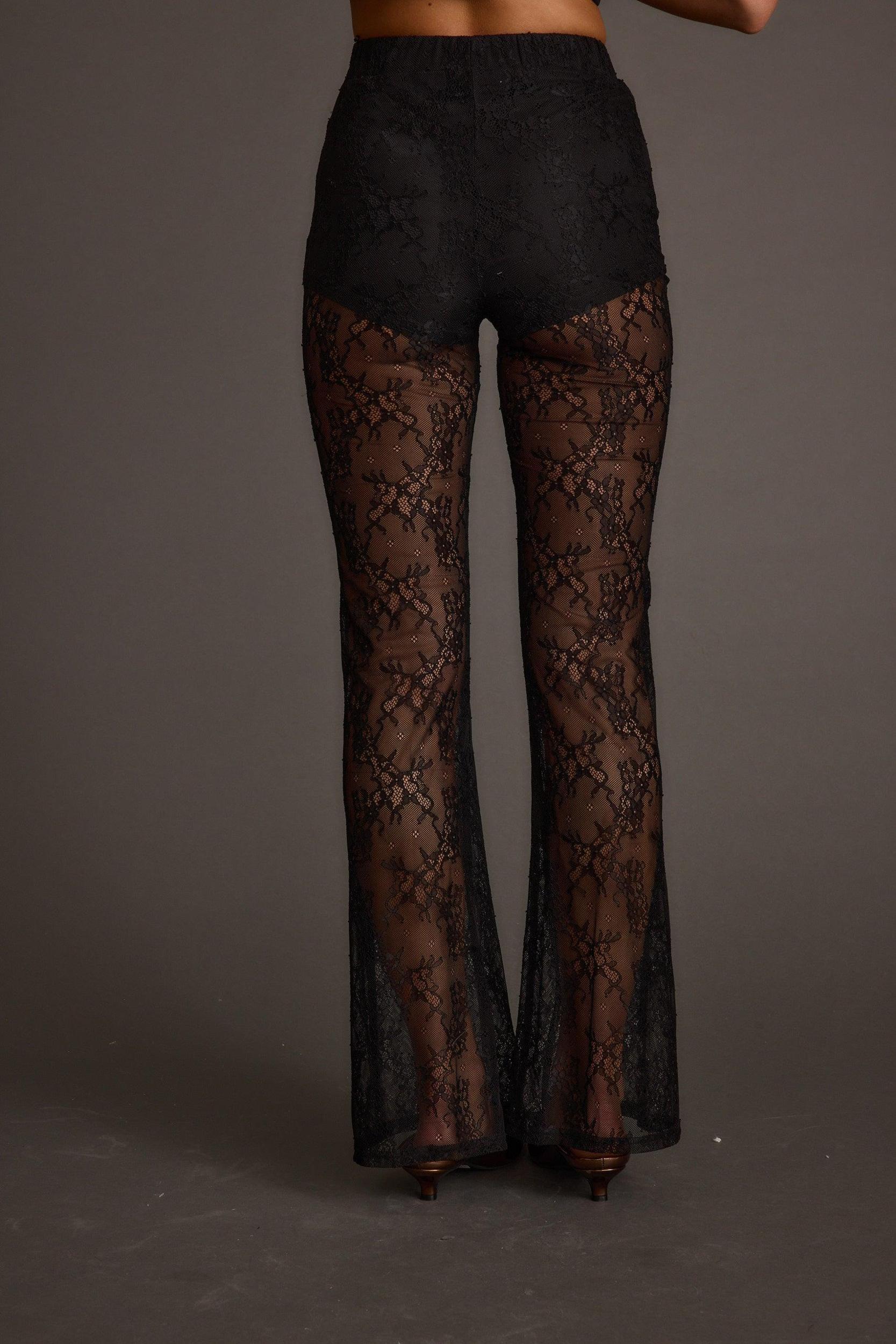 Happy Hour Black Lace Flare Pant Product Image