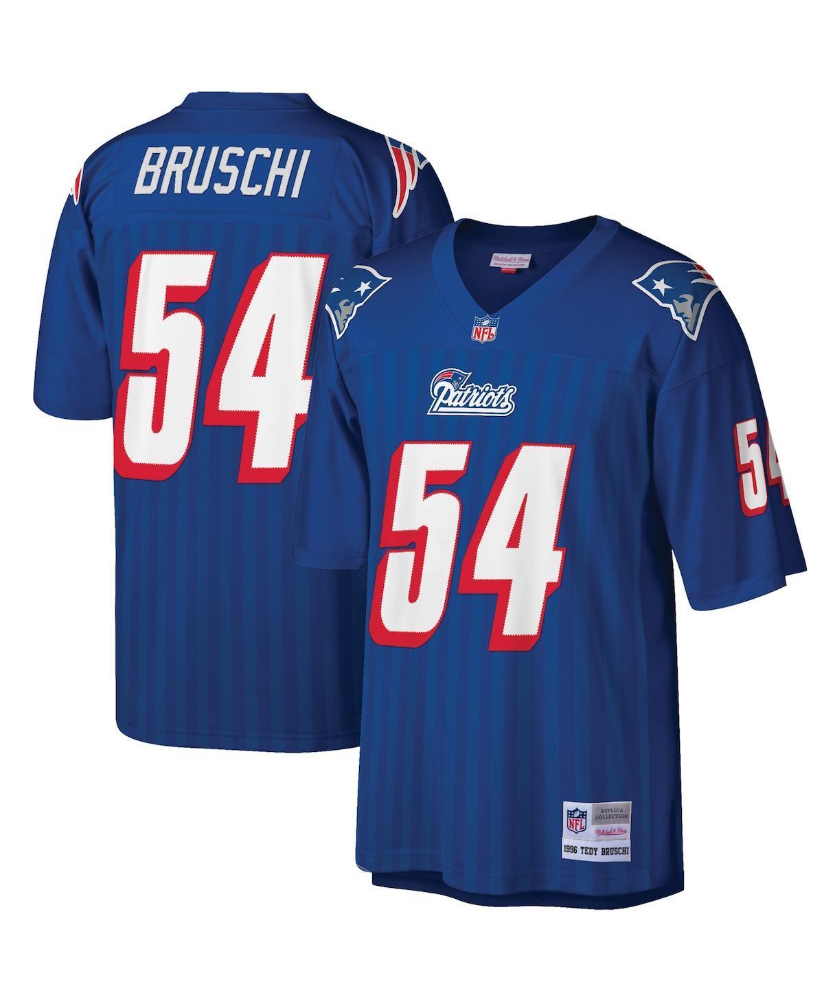 Men's Mitchell & Ness Tedy Bruschi Royal New England Patriots Big & Tall 1996 Retired Player Replica Jersey, Size: XLT, Blue Product Image