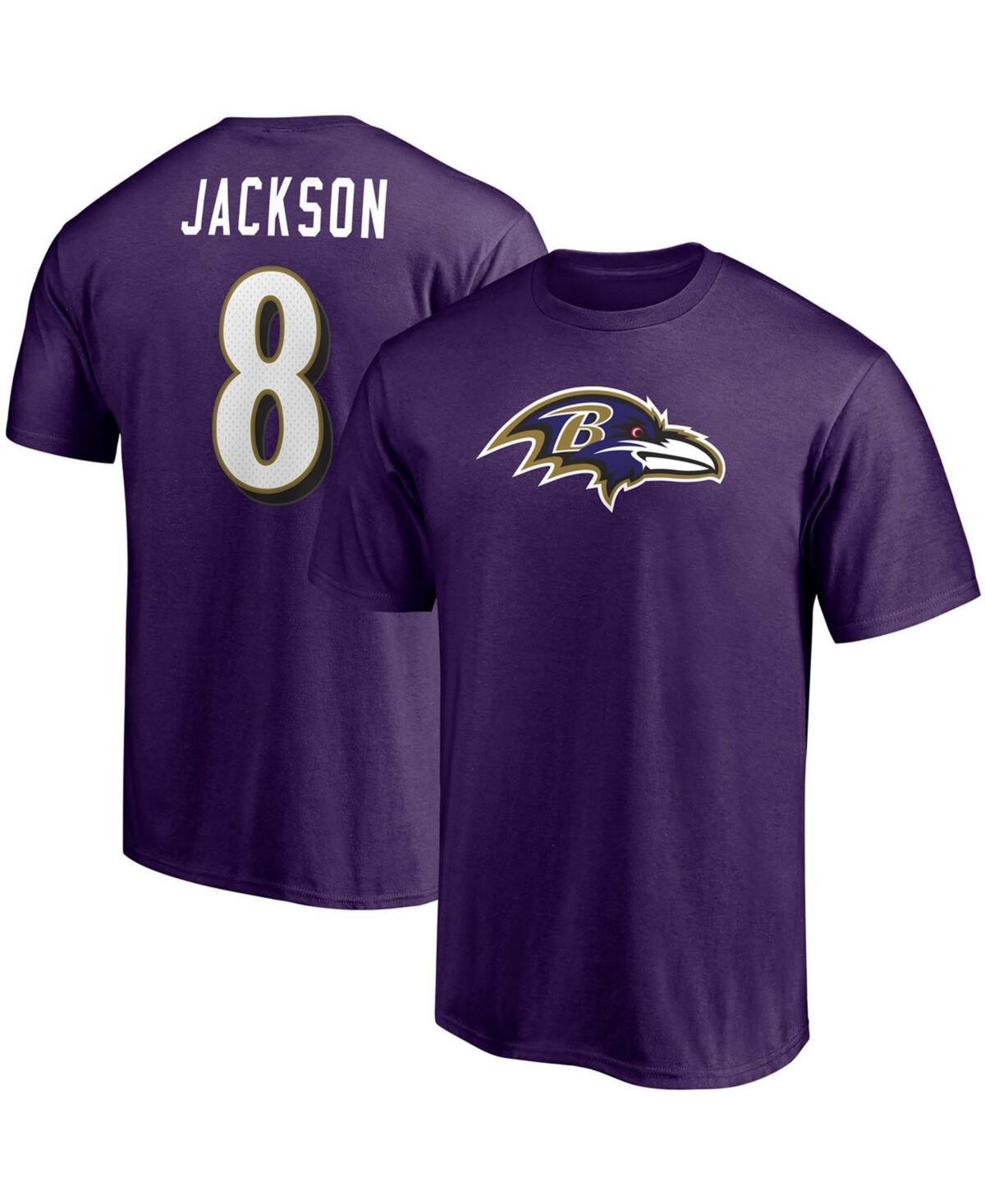 Men's Fanatics Branded Lamar Jackson Purple Baltimore Ravens Player Icon Name & Number T-Shirt, Size: XL Product Image