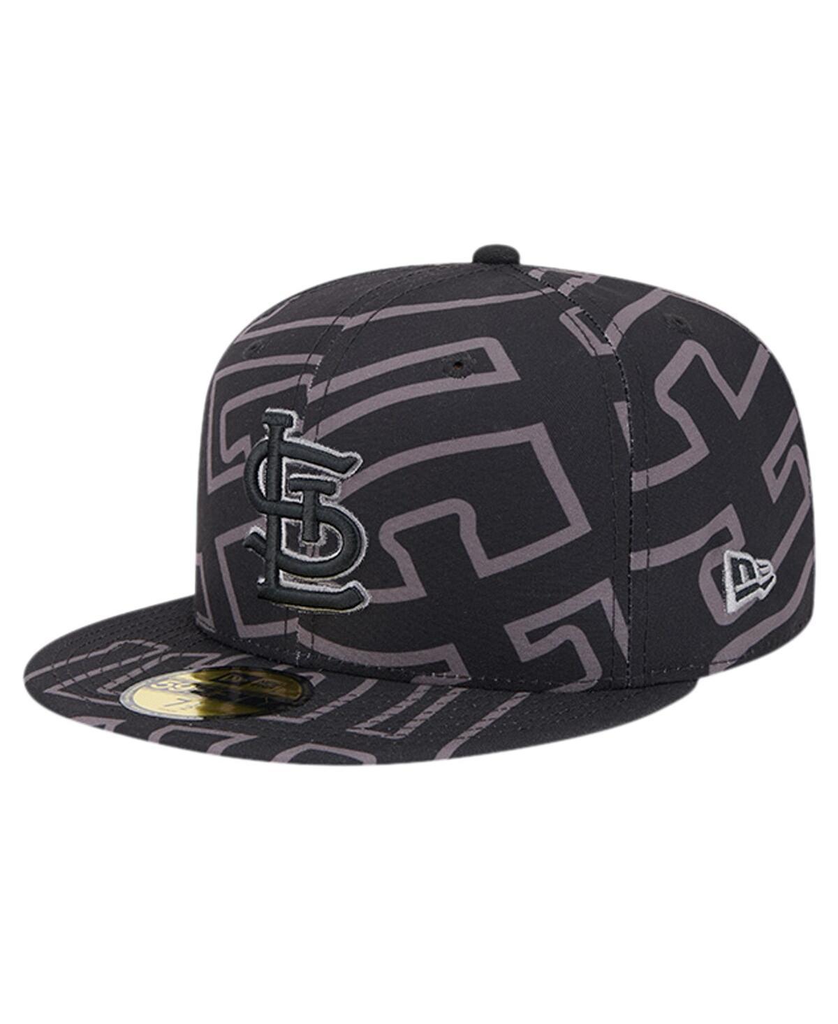 Men's New Era Black St. Louis Cardinals Logo Fracture 59FIFTY Fitted Hat, Size: 7 1/2 Product Image