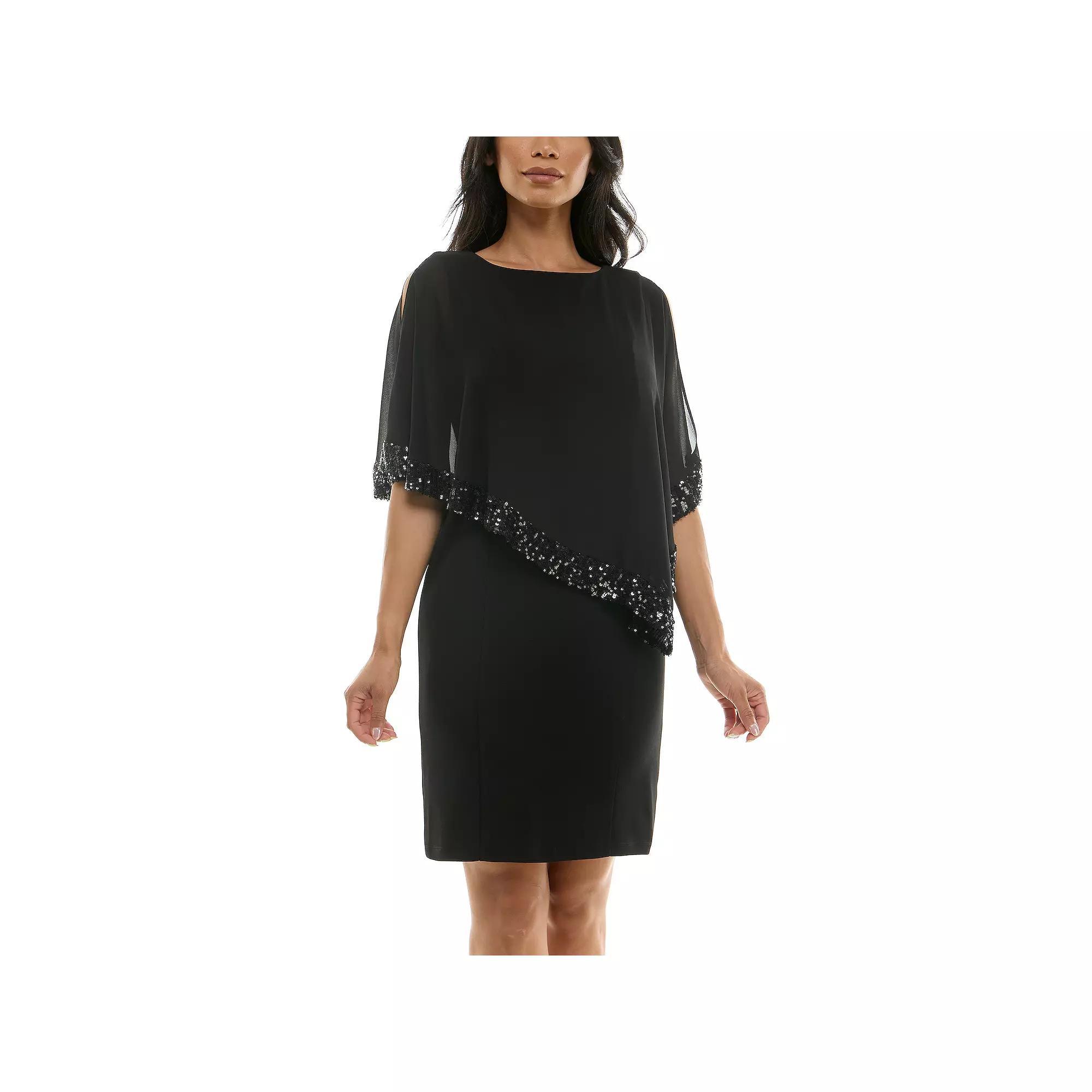 Women's Nina Leonard Popover Chiffon Shift Dress, Size: Small, Nina Red Product Image