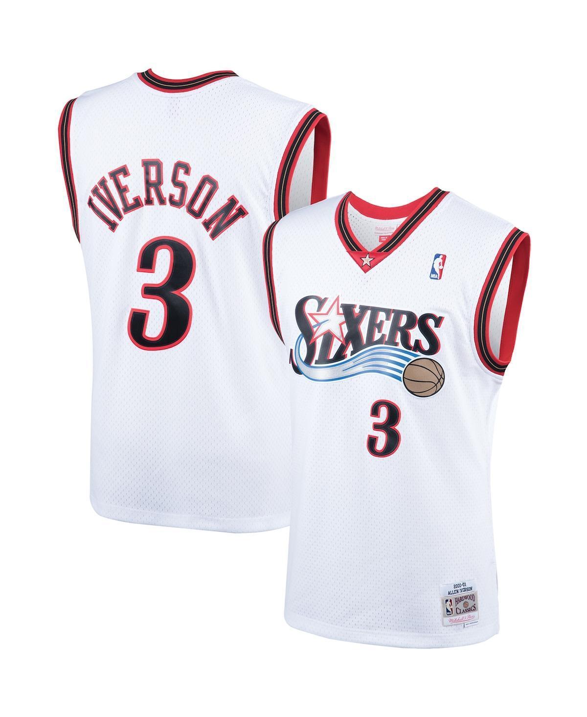 Mens Mitchell & Ness Allen Iverson White Philadelphia 76ers Hardwood Classics Swingman Jersey Product Image