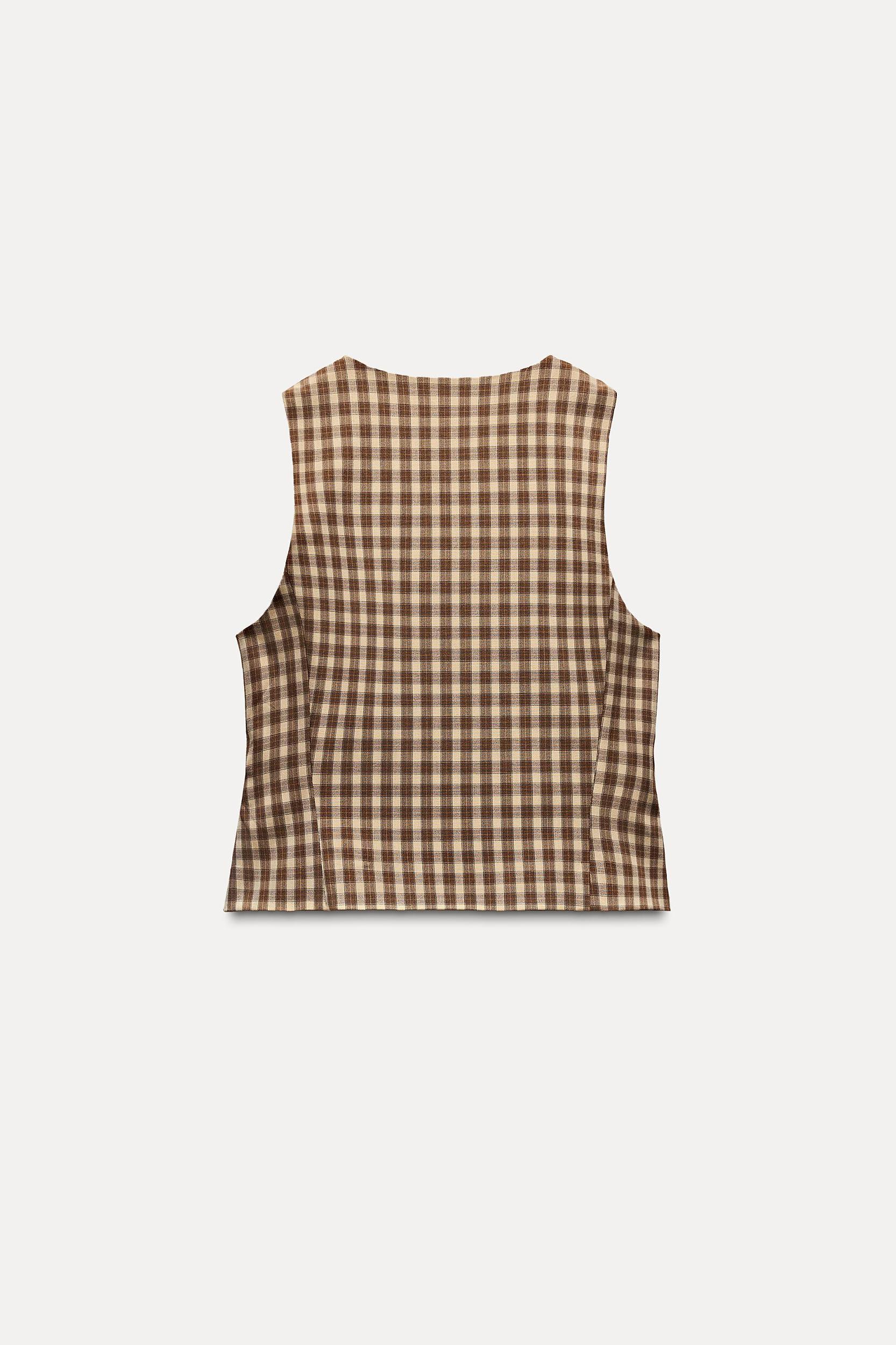 CHECKERED FITTED VEST TOP Product Image