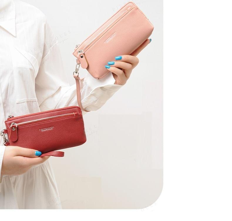 Plain Faux Leather Long Wallet Product Image