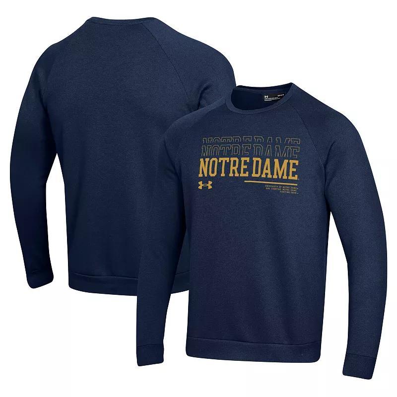 Men's Under Armour Navy Notre Dame Fighting Irish 2024/25 Sideline Wordmark Rival Raglan Pullover Sweatshirt, Size: 2XL, Blue Product Image
