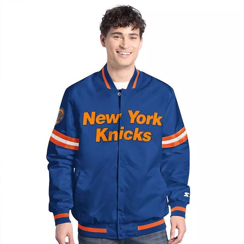 Men's Starter  Navy Cleveland Guardians Scout Full-Snap Varsity Jacket, Size: Small, Grd Blue Product Image