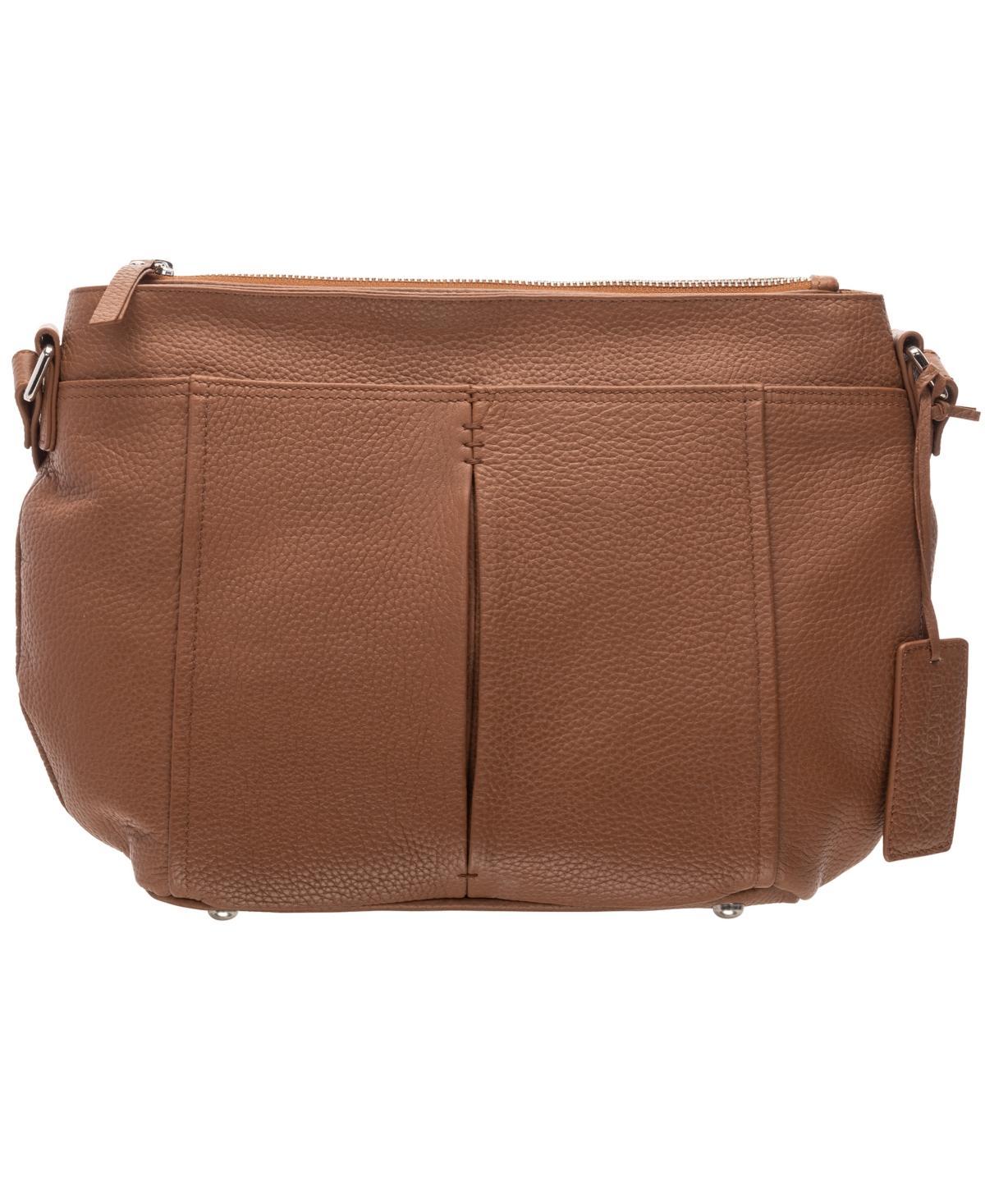 Mancini Womens Pebbled Scarlet Crossbody Hobo Bag Product Image
