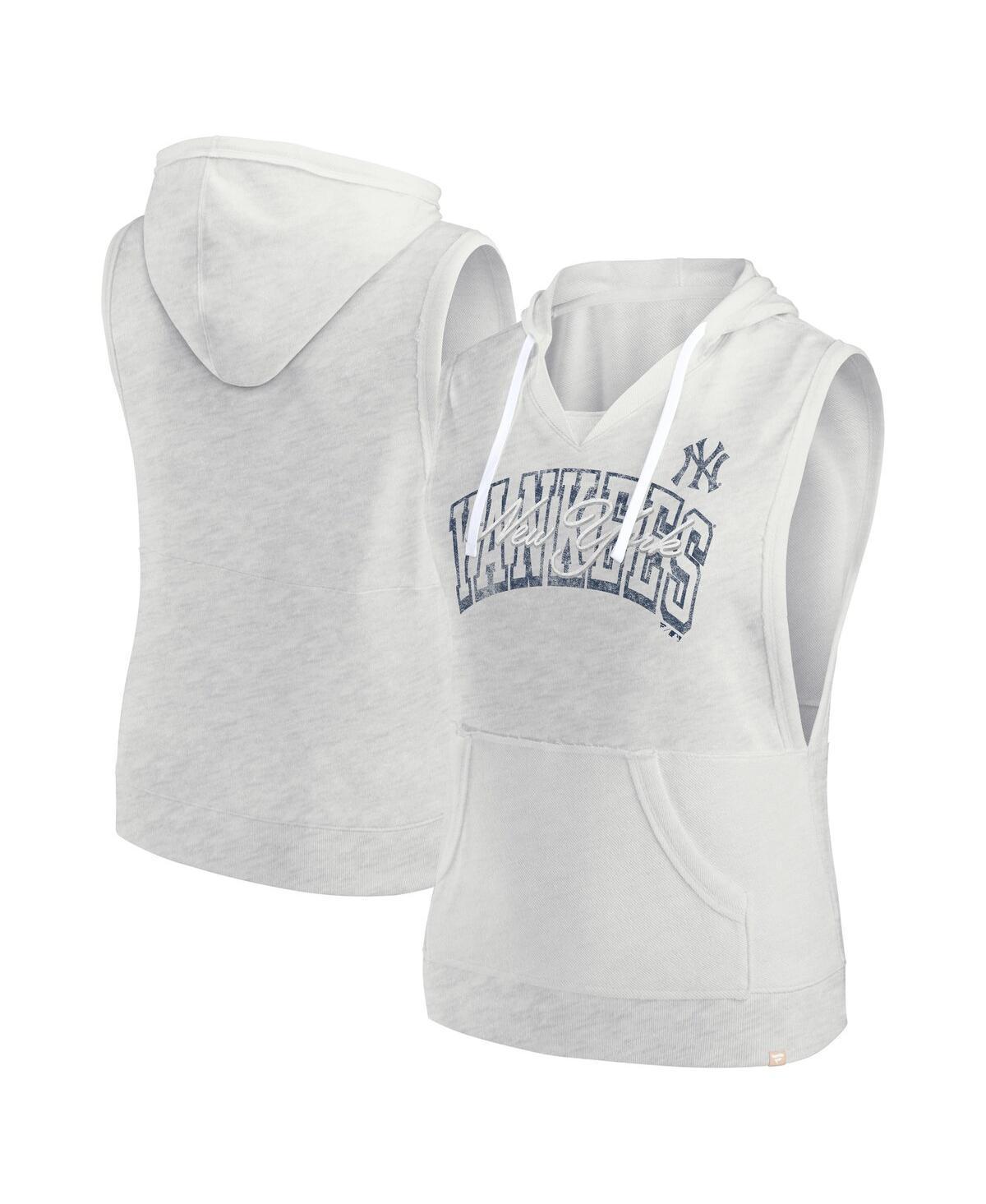 Women's Fanatics Branded Ash New York Yankees Lounge Script Sleeveless Pullover Hoodie, Size: XL, Black Product Image