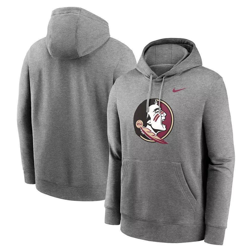 Men's Nike Heather Gray Florida State Seminoles Primetime Evergreen Club Fleece Pullover Hoodie, Size: Medium, Grey Product Image