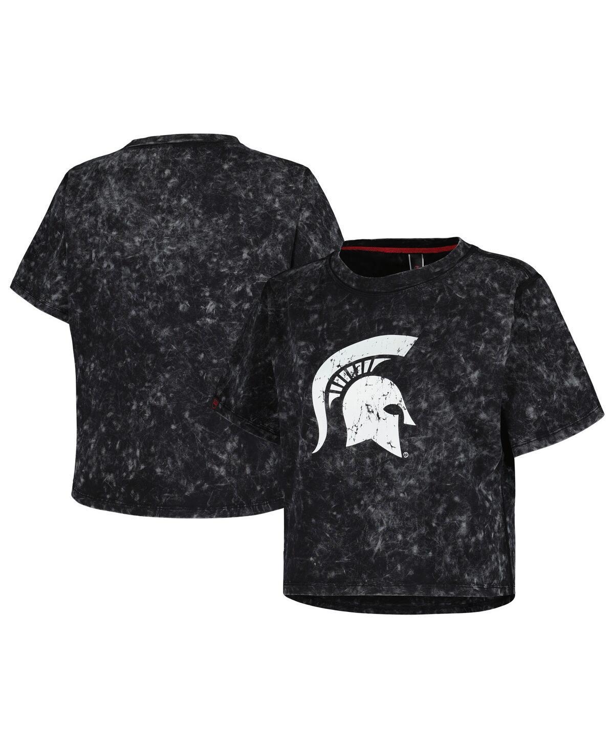 Women's Black Michigan State Spartans Vintage Wash Milky Silk Cropped T-Shirt, Size: XL Product Image