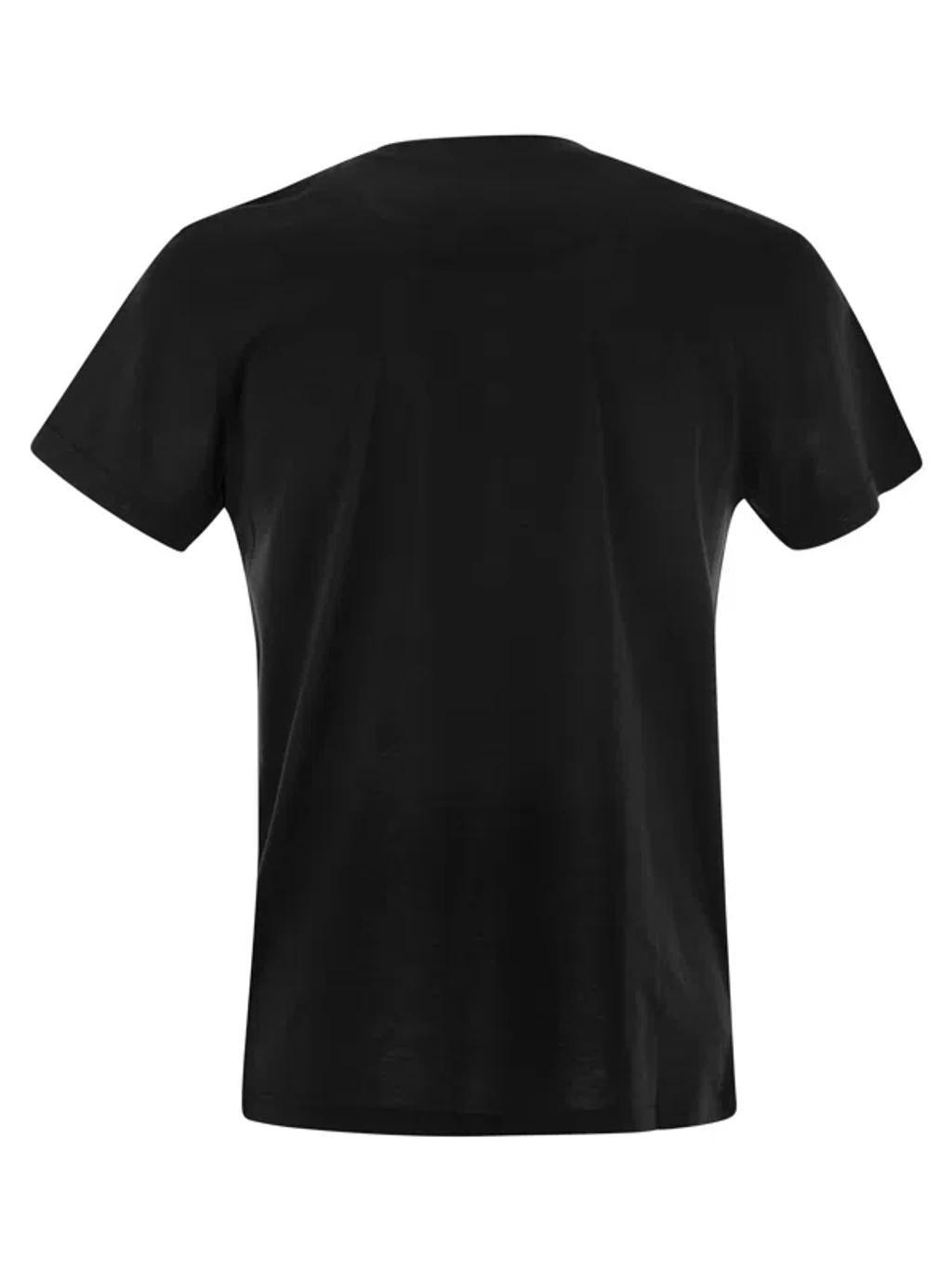 PT TORINO Silk And Cotton T-shirt In Black Product Image