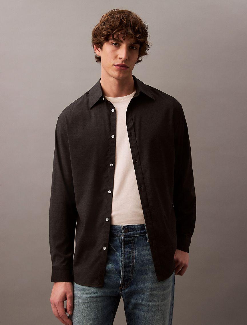Relaxed Wool Blend Button-Down Shirt Product Image