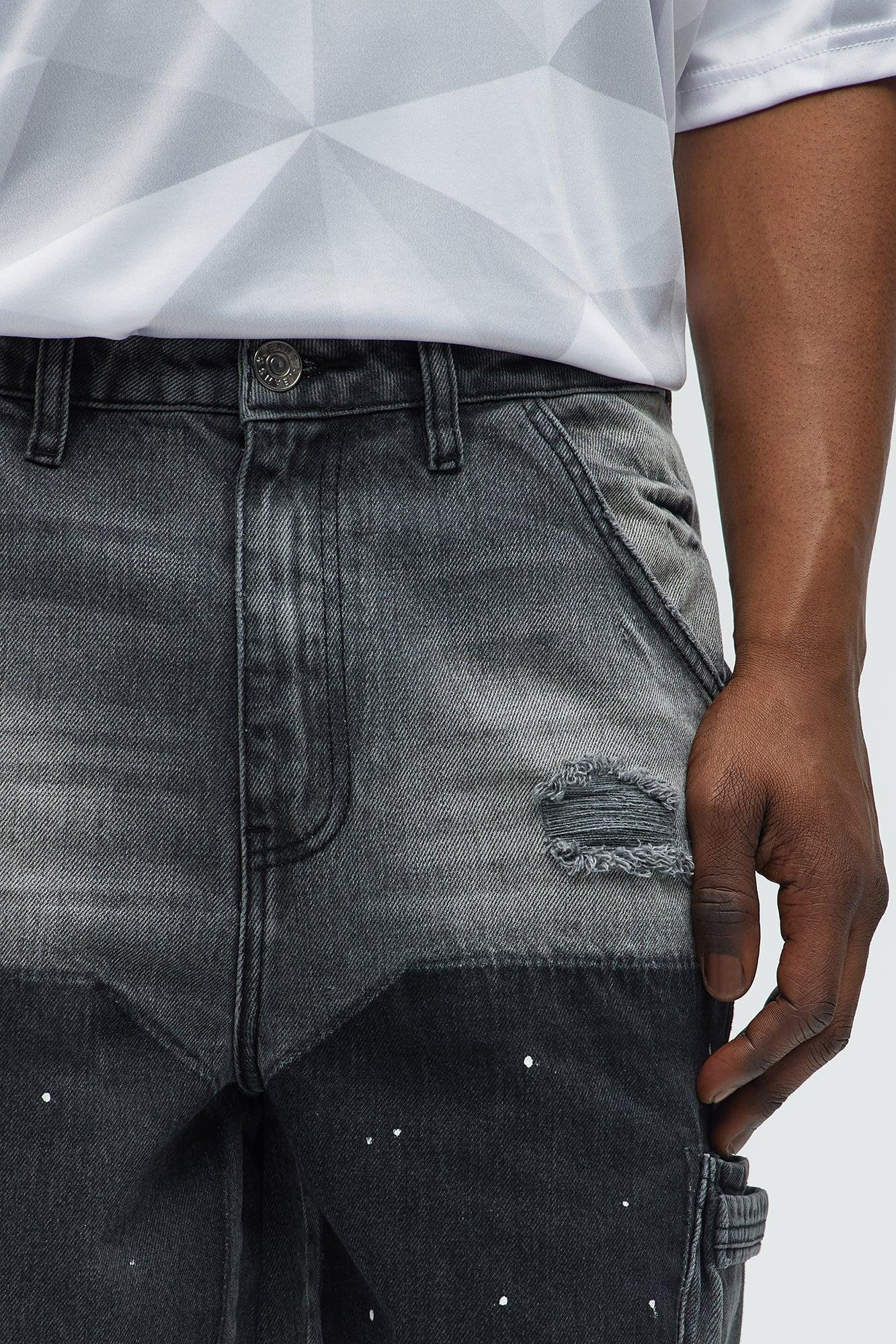 Two Ways Relaxed Denim Shorts - Black Wash Product Image