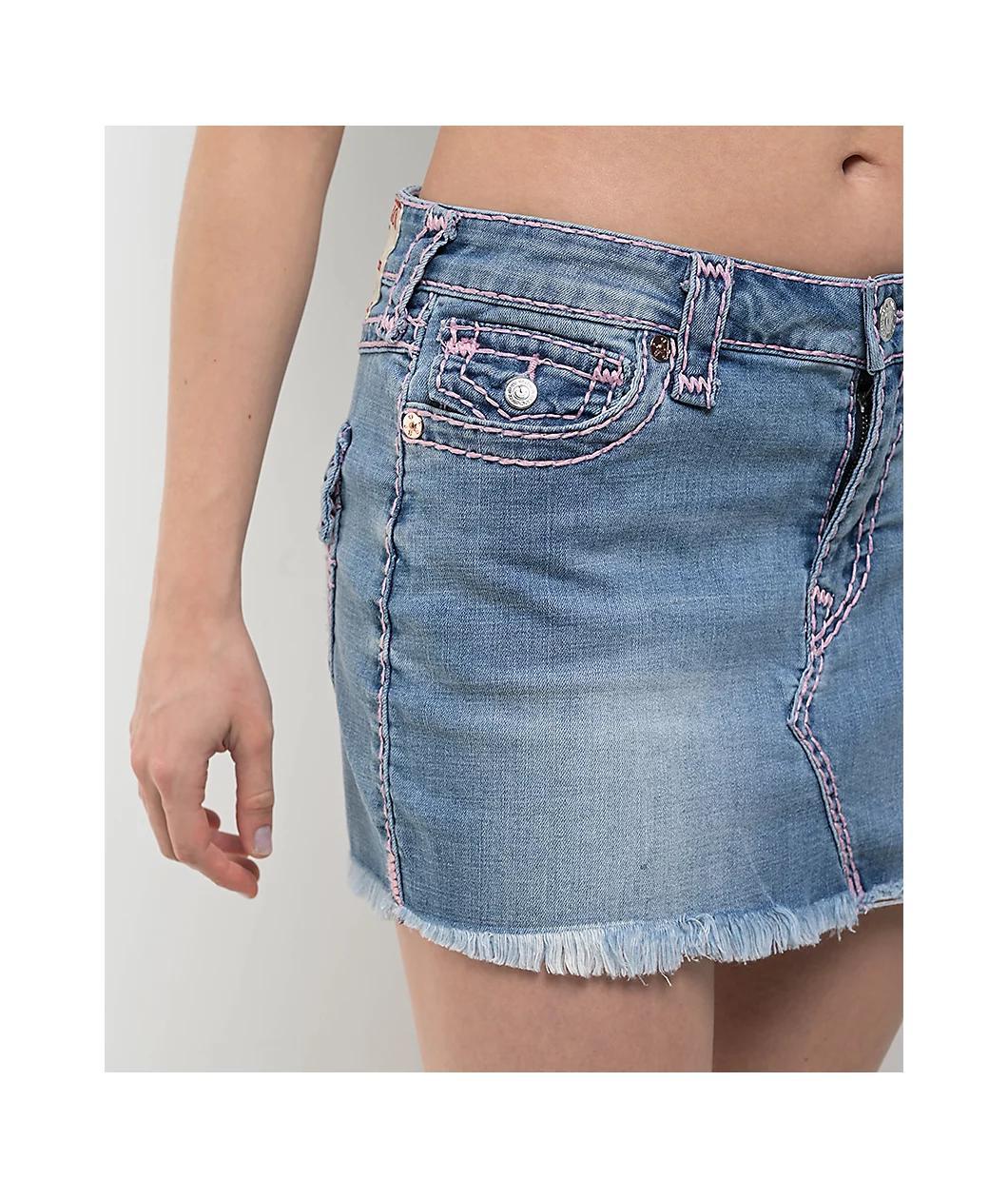 True Religion Sadie Super T Aqua Marine Wash Mini Skirt Product Image