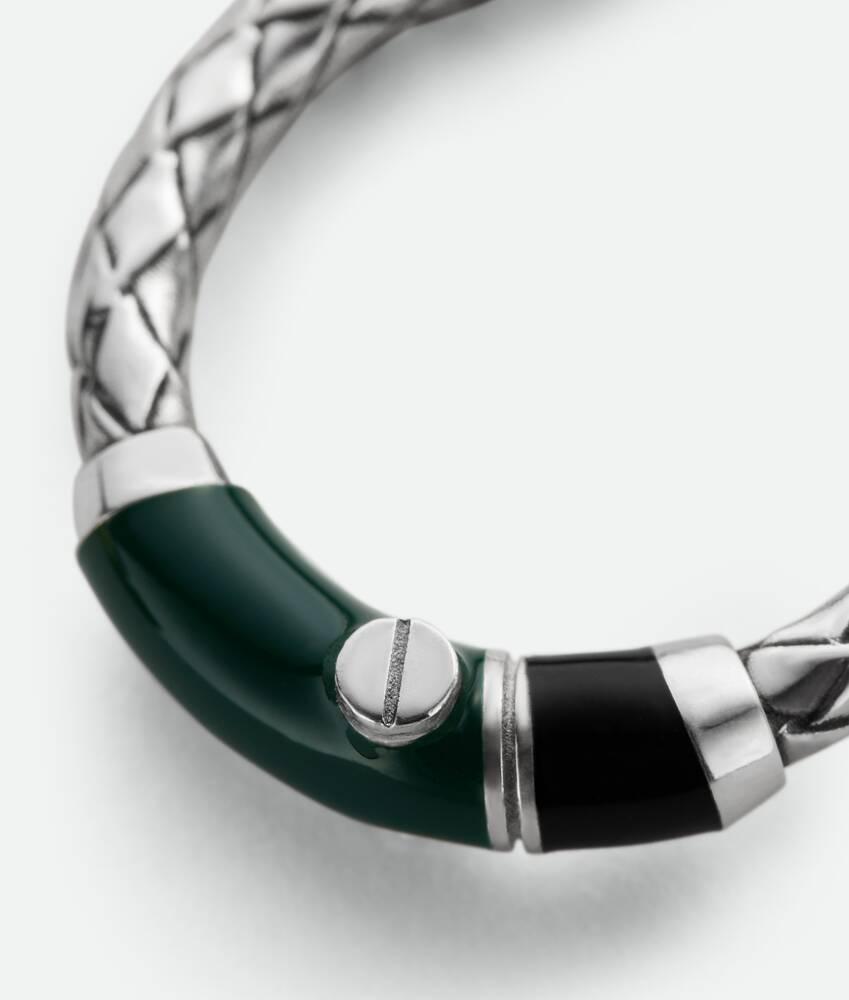 Men's Intreccio Ring in Black/emerald green Product Image