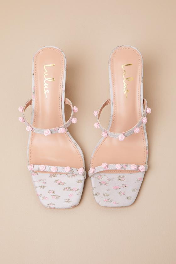 Tresa Silver Floral Strappy High Heel Sandals Product Image