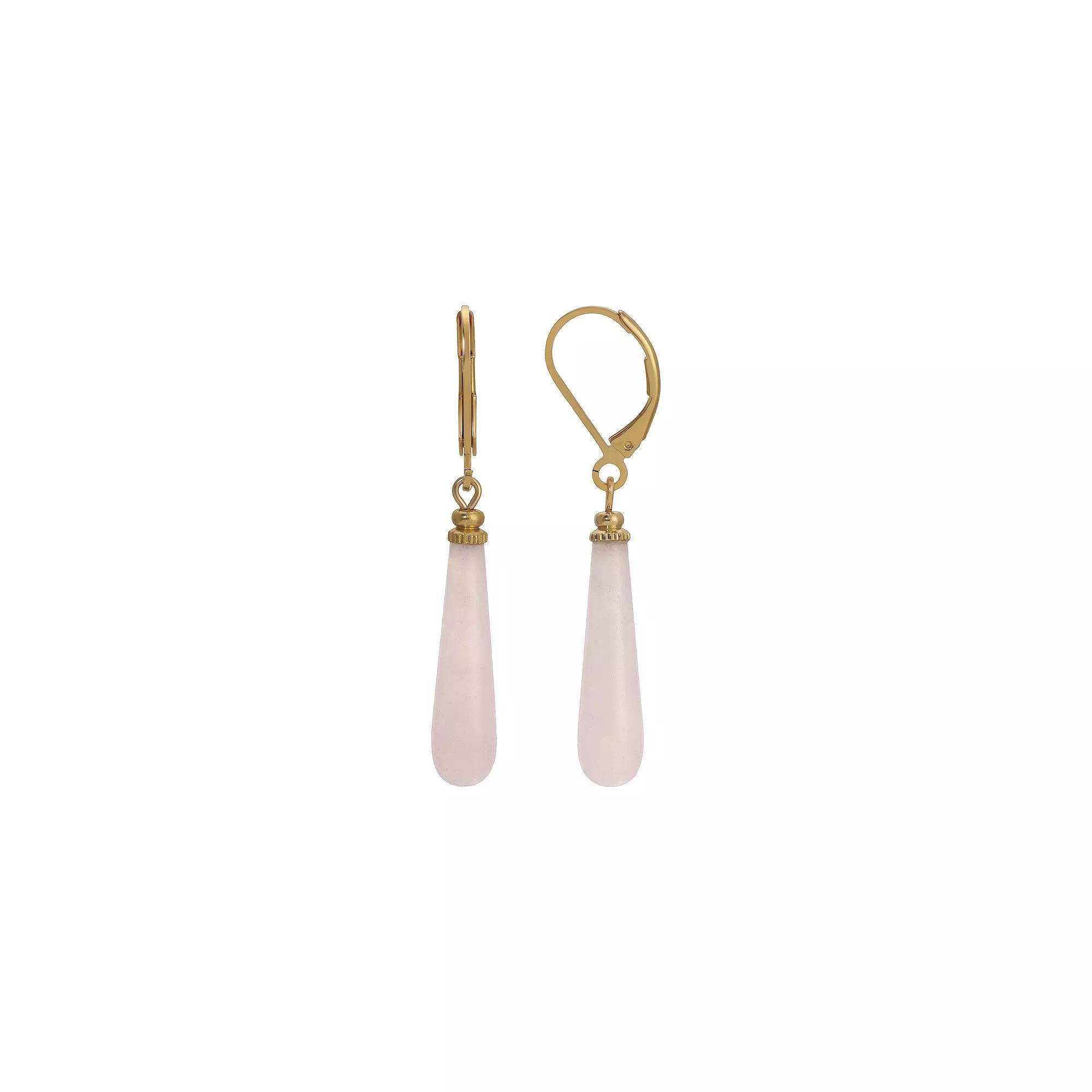 1928 Gold Tone Stone Linear Drop Earrings, Womens, Pink Product Image