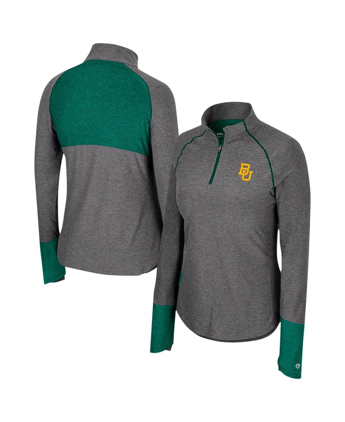 Women's Colosseum  Black Baylor Bears Morningside Sleeve Hit Raglan Quarter-Zip Top, Size: XL, Bay Black Product Image