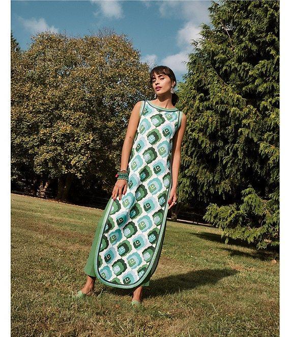 FRANCES VALENTINE Sabrina Poplin Graphic Leaf Print Round Neck Sleeveless Maxi Top Product Image