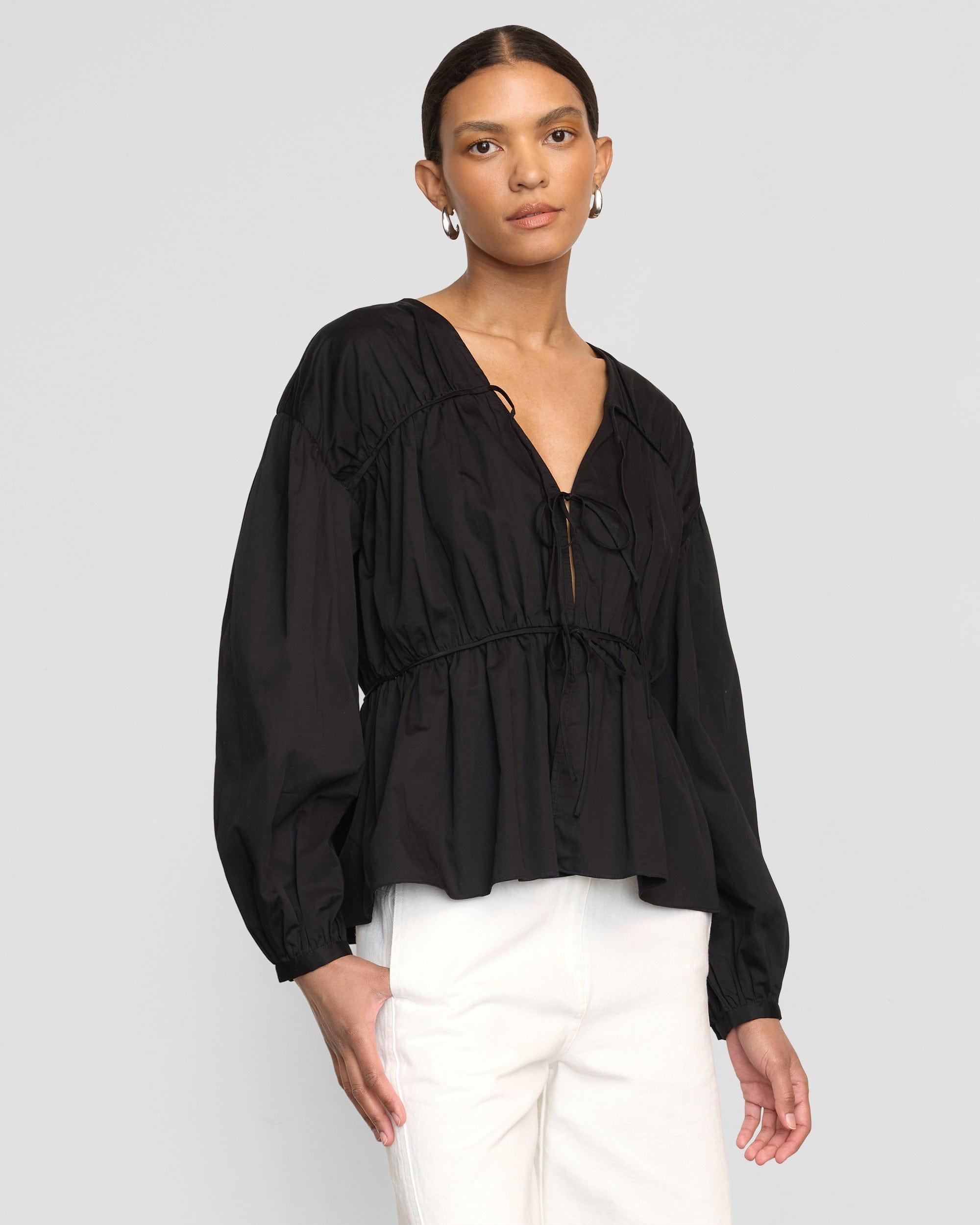 Hira Tie-Front Organic Cotton Blouse Product Image