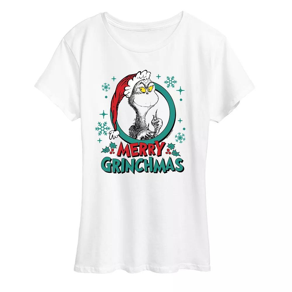 Womens Dr. Seuss The Grinch Grinchmas Circle Graphic Tee, Girls Grey Gray Product Image