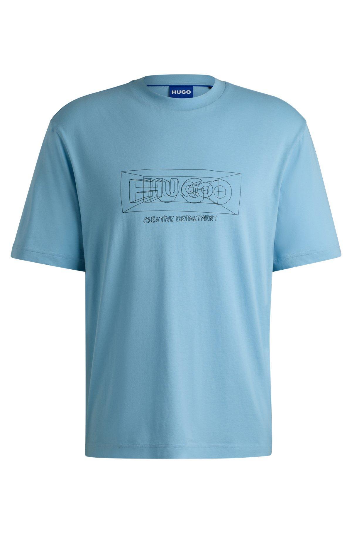 Regular-fit T-shirt in cotton with graphic logos Product Image