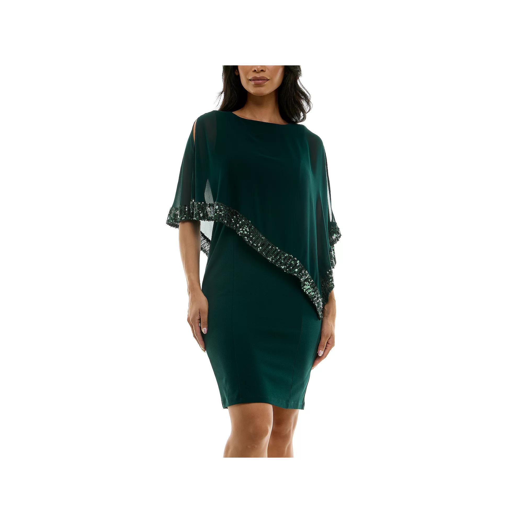 Women's Nina Leonard Popover Chiffon Shift Dress, Size: Small, Nina Red Product Image