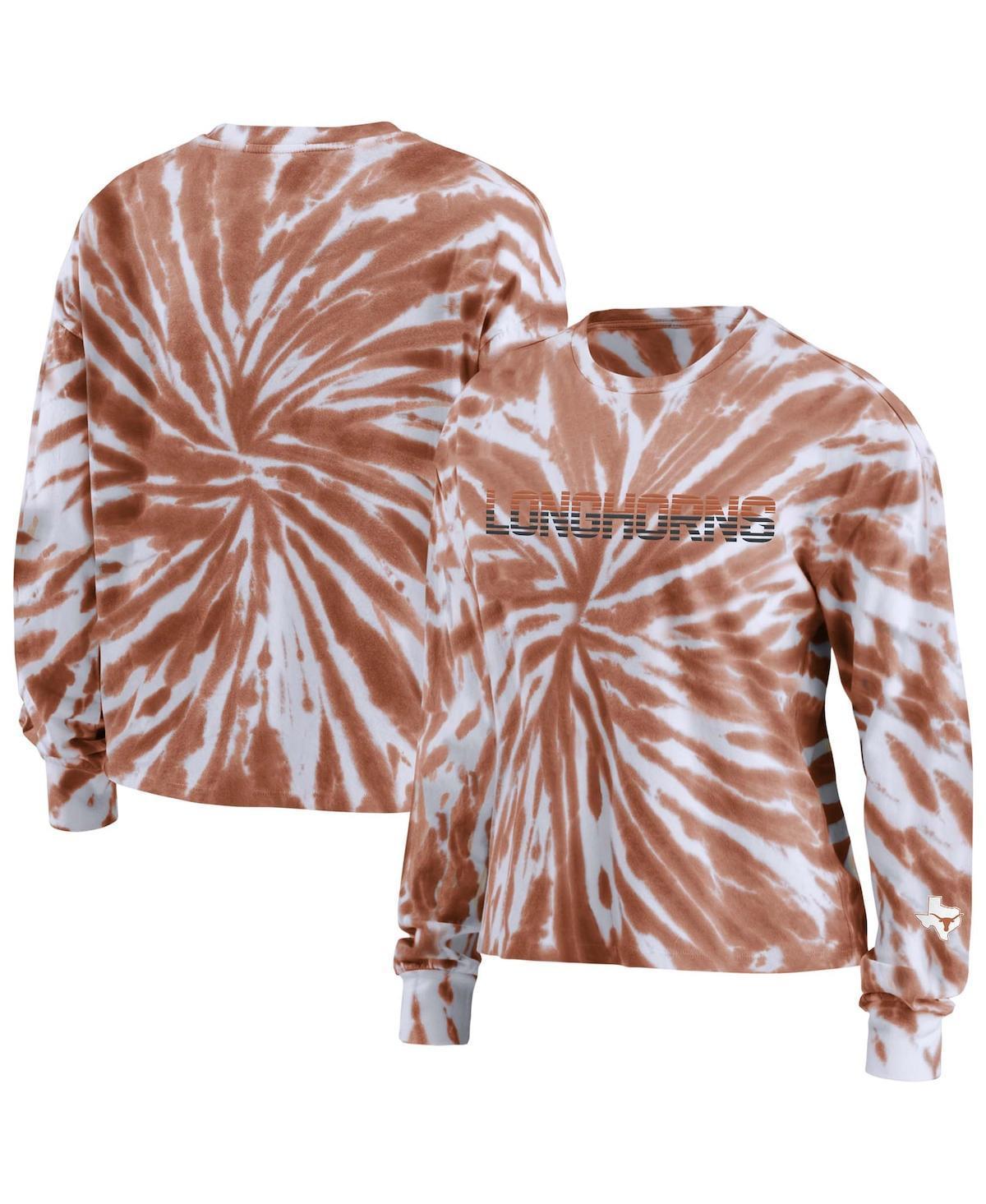Women's WEAR by Erin Andrews Orange Clemson Tigers Tie-Dye Long Sleeve T-Shirt, Size: Small Product Image