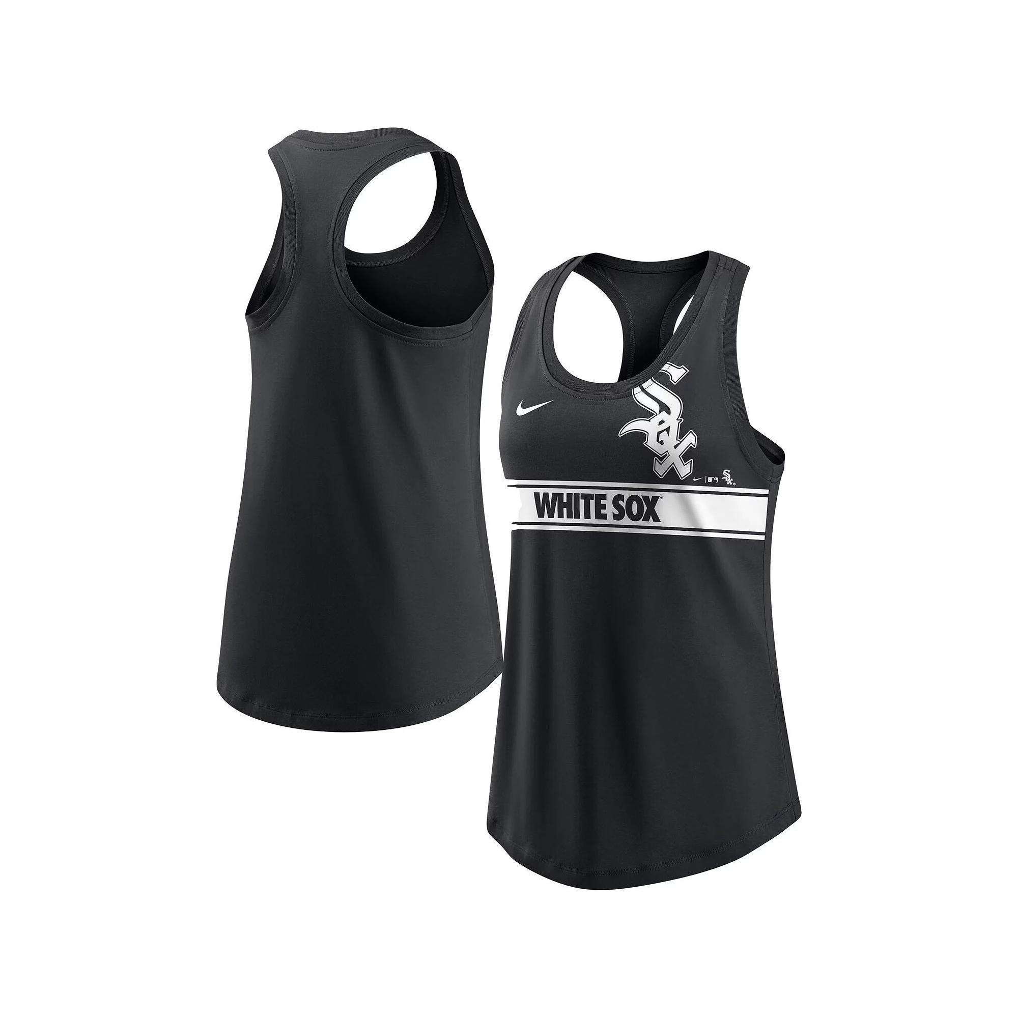Women's Nike Black Chicago White Sox Cropped Logo Performance Racerback Tank Top, Size: Medium Product Image