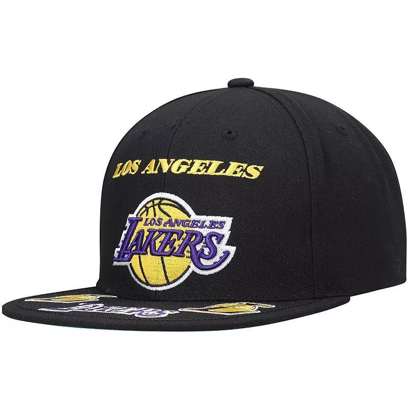 Mens Mitchell & Ness Black Los Angeles Lakers Front Loaded Snapback Hat Product Image